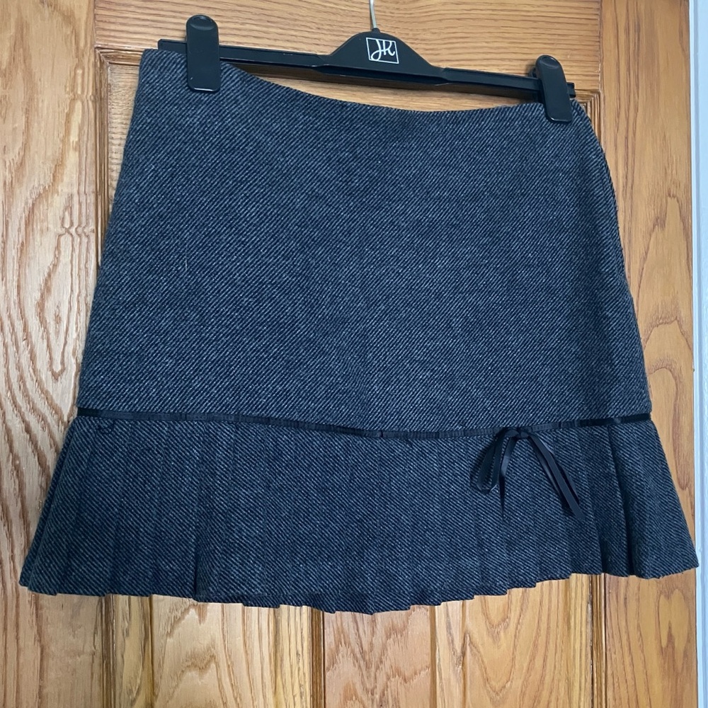 Vintage Charcoal Gray Pleated Mini Skirt